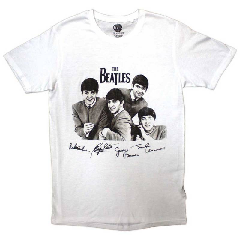【予約商品】THE BEATLES バンドTシャツ ユニセックス: Mop Tops & Signatures (White)