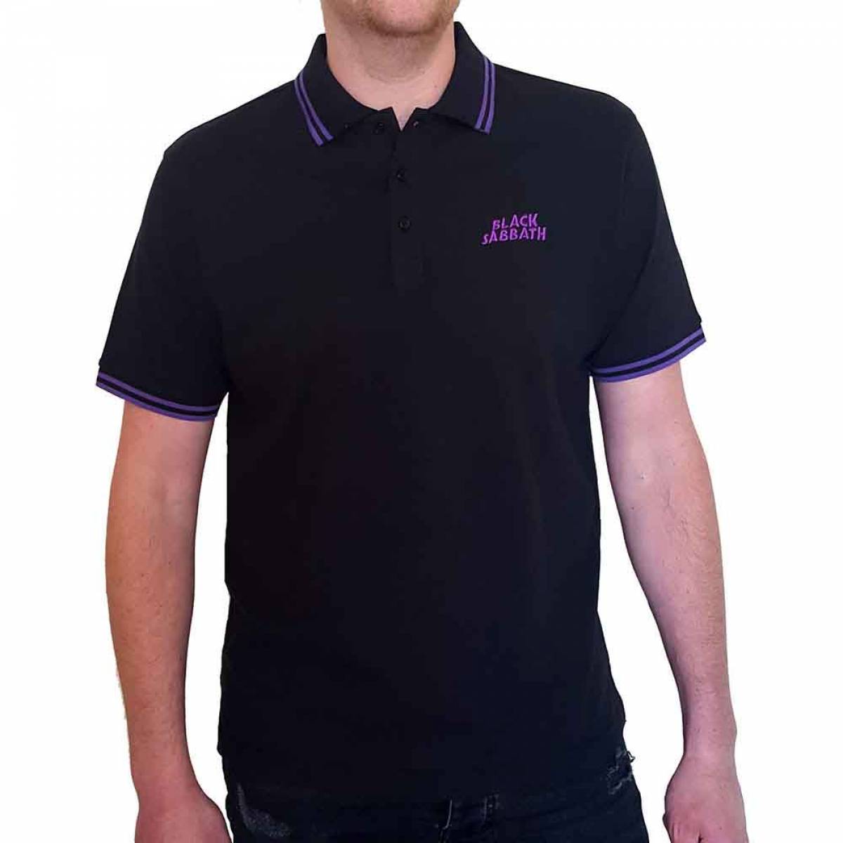 【予約商品】BLACK SABBATH Unisex Polo Shirt: Wavy Logo - BLACK