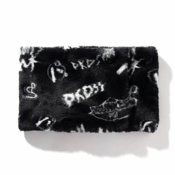 【予約商品】PUNK DRUNKERS (パンクドランカーズ)PDSロゴ総柄ファーネックウォーマー - BLACK/WHITE