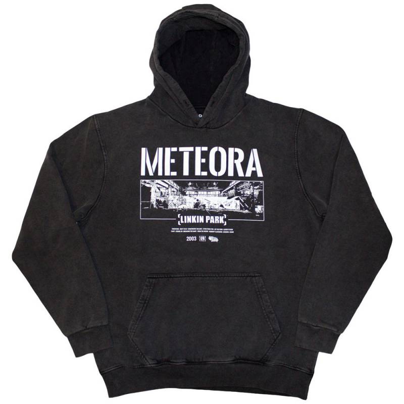 【予約商品】LINKIN PARK Unisex Stone Wash Pullover Hoodie: Meteora Wall Art (Charcoal Grey) (Wash Collection)
