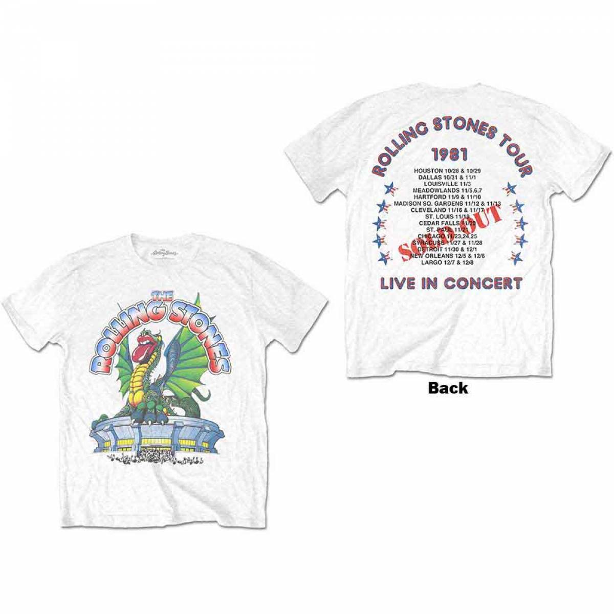 【予約商品】THE ROLLING STONES バンドTシャツ ユニセックス: 81 Tour Dragon (White) (Back Print) - WHITE