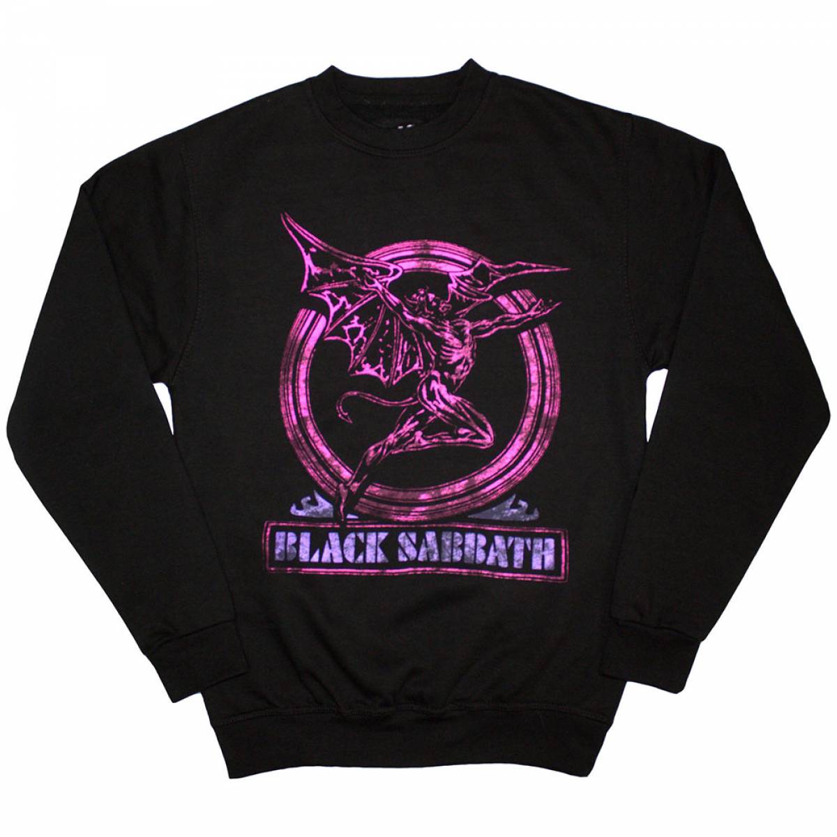 BLACK SABBATH Unisex Sweatshirt: Neon Pink Henry (Oversized) - BLACK