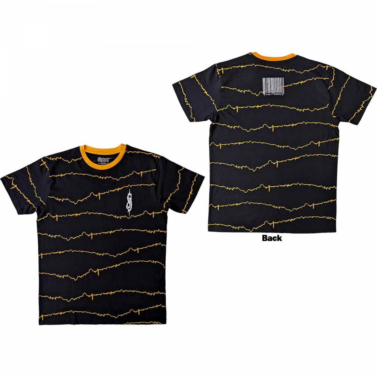【予約商品】SLIPKNOT Unisex Ringer バンドTシャツ: The End So Far Tribal-S & Barcode Ringer (Back Print) - BLACK