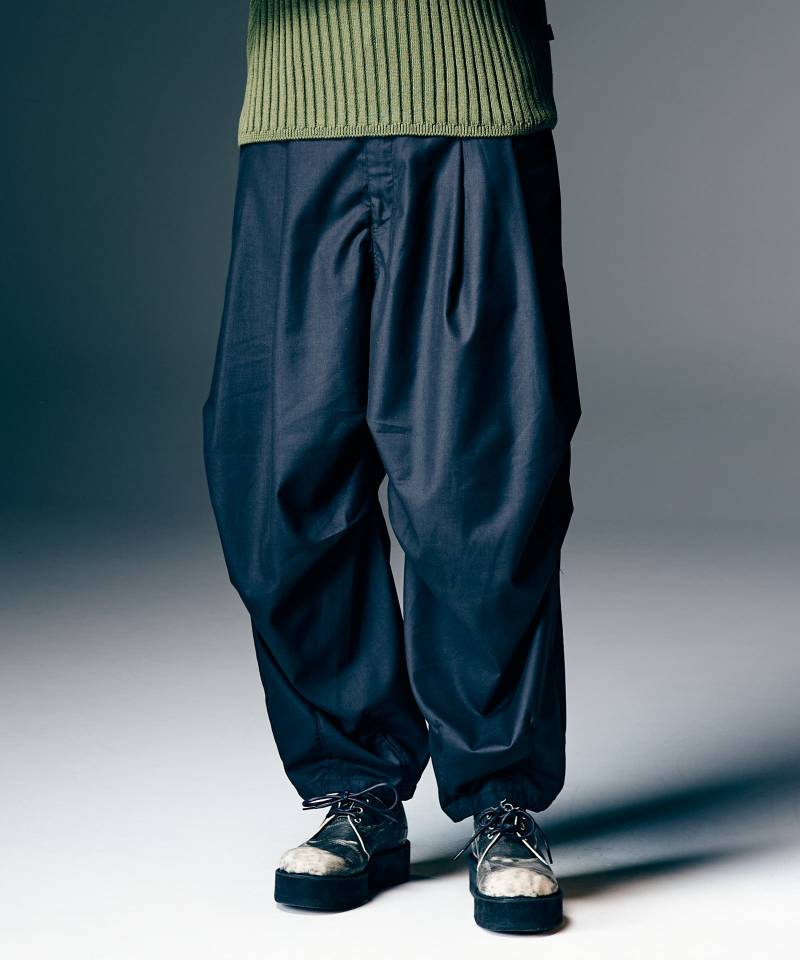 【予約商品】glamb(グラム) Crossover Tuck Pants / クロスオーバータックパンツ - Indigo