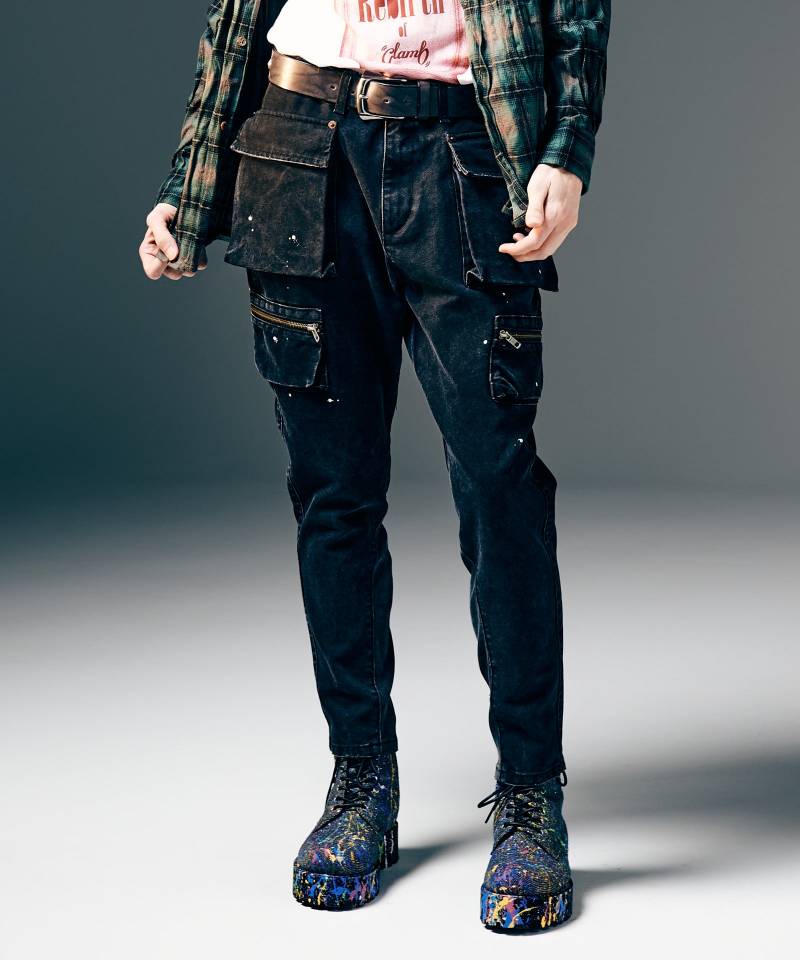 【予約商品】glamb(グラム)Snow Wash Cargo Pants / スノーウォッシュカーゴパンツ - Black