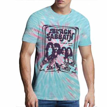 【予約商品】BLACK SABBATH バンドTシャツ ユニセックス: World Tour '78 (Wash Collection) - GREEN