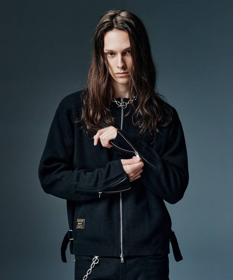【予約商品】glamb(グラム) Single Riders Knit / シングルライダースニット - Black
