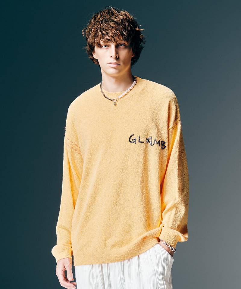 【予約商品】glamb(グラム) Hand Beaded Logo Knit / ハンドビーデッドロゴニット - Yellow