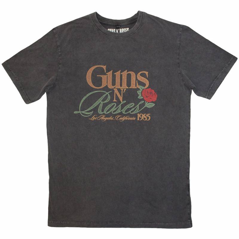 【予約商品】GUNS N' ROSES Unisex Stone Wash バンドTシャツ: California 1985 (Charcoal Grey)