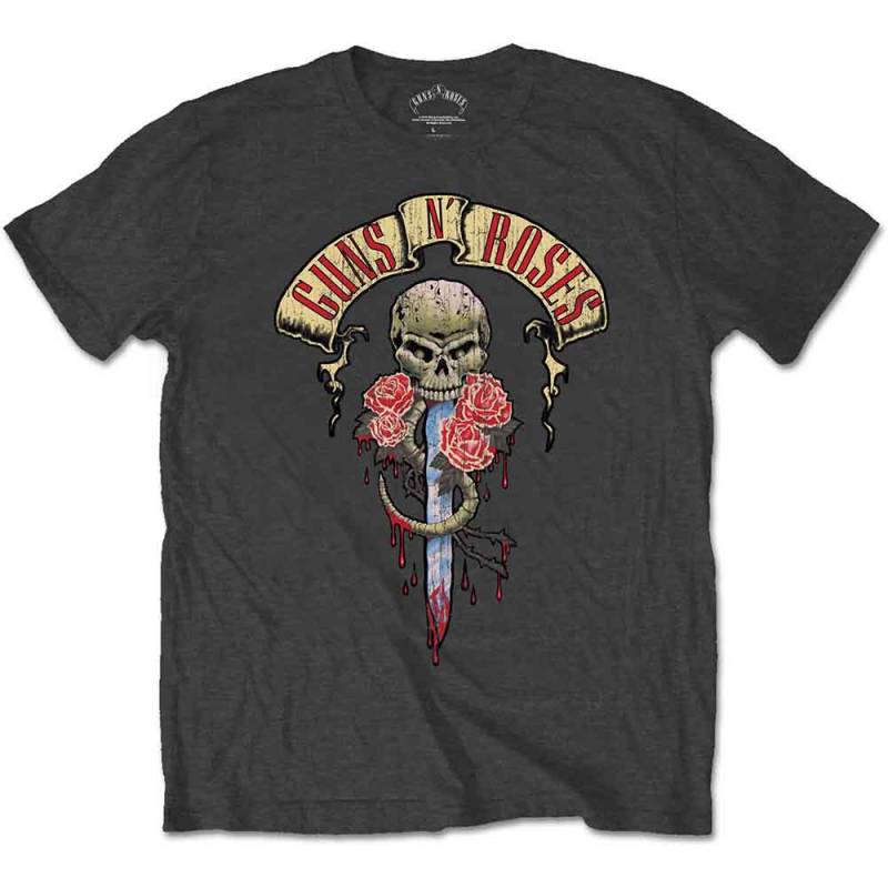 【予約商品】GUNS N' ROSES バンドTシャツ ユニセックス: Dripping Dagger (Charcoal Grey)