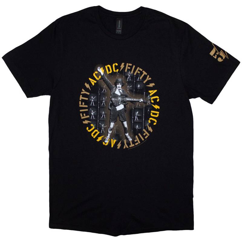 【予約商品】AC/DC バンドTシャツ ユニセックス: Fifty Angus Repeat (Black) - BLACK