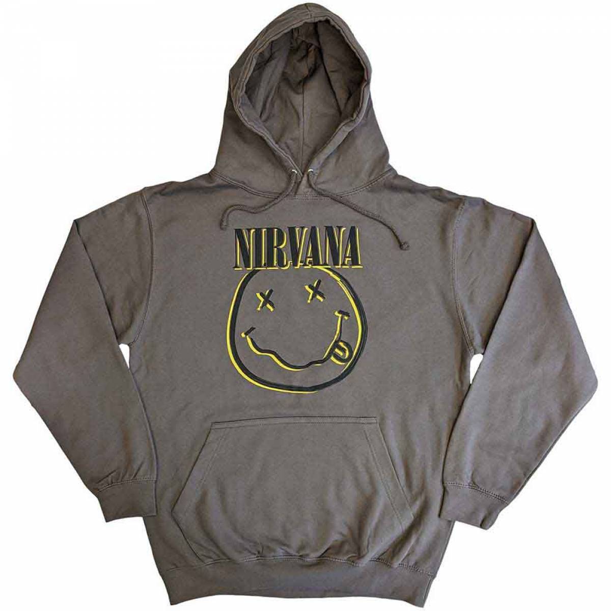 【予約商品】NIRVANA Unisex Pullover Hoodie: Inverse Happy Face (Charcoal Grey) - CHARCOAL GREY