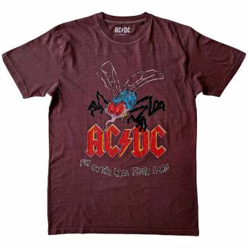 【予約商品】AC/DC バンドTシャツ ユニセックス: Fly On The Wall Tour (Maroon Red) - MAROON RED