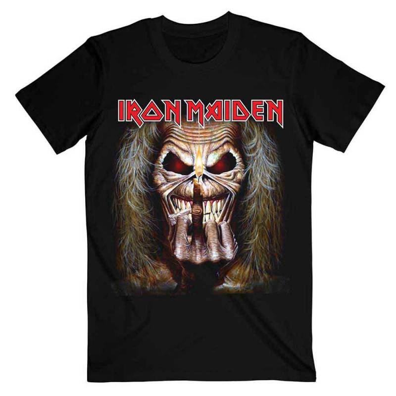 【予約商品】IRON MAIDEN バンドTシャツ ユニセックス: Eddie Candle Finger (Black)