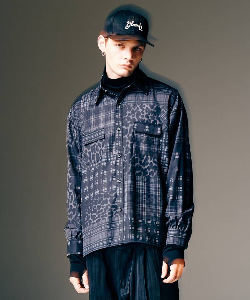 【予約商品】glamb(グラム)Patchwork Print Shirt / パッチワークプリントシャツ - Black