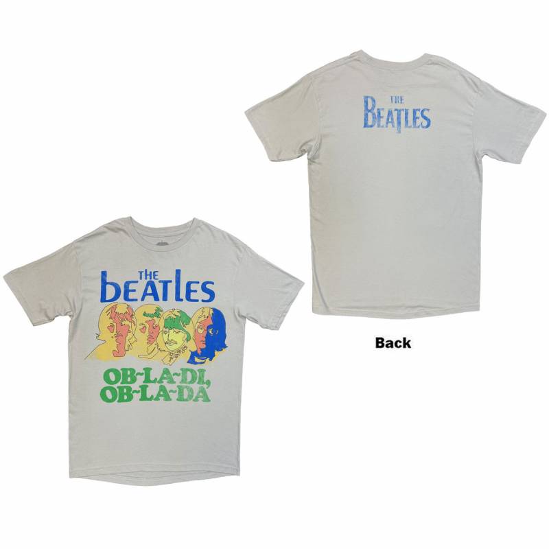 【予約商品】THE BEATLES バンドTシャツ ユニセックス: Vintage Ob La Di (Grey) (Back Print)