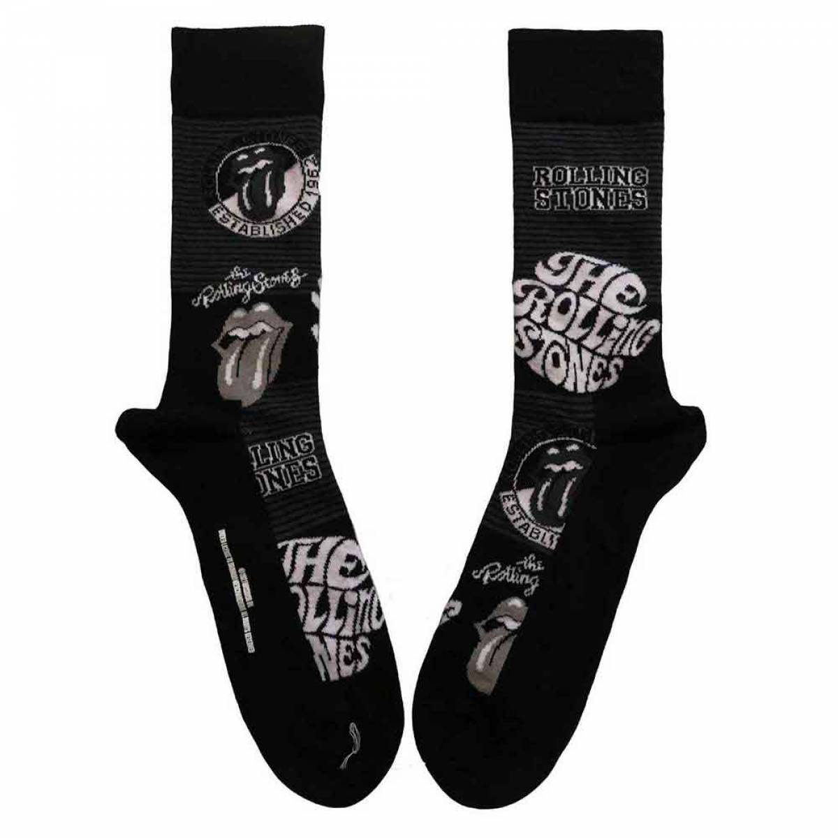 【予約商品】THE ROLLING STONES Unisex Ankle Socks: Mono Logos (Black) (UK Size 7 - 11) - BLACK