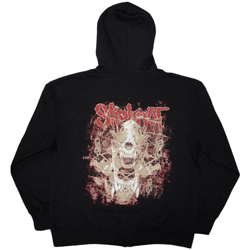 【予約商品】SLIPKNOT Unisex Zipped Hoodie: Skull Teeth (Black) (Back Print) - BLACK