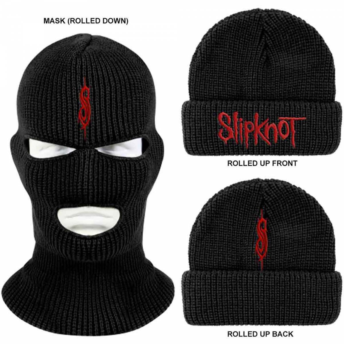 【予約商品】SLIPKNOT Unisex Mask Beanie Hat: Logo (Black) - BLACK