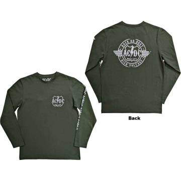 【予約商品】AC/DC Unisex Long Sleeve バンドTシャツ: Rock Or Bust (Green) (Back & Sleeve Print) - GREEN