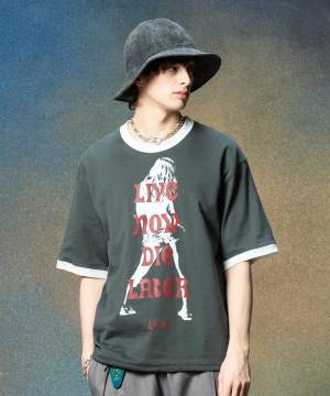 【予約商品】glamb(グラム)GB0225/CS20 : Reversible T-Shirt / リバーシブルＴシャツ - Charcoal