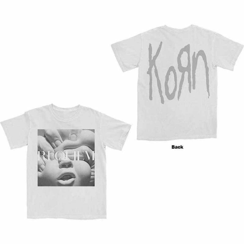 【予約商品】KORN バンドTシャツ ユニセックス: Requiem Album Cover (White) (Back Print)