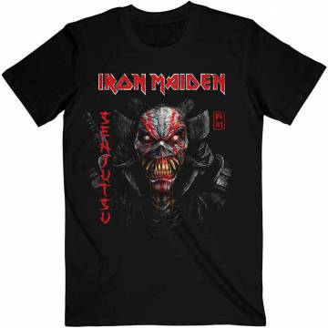 【予約商品】IRON MAIDEN バンドTシャツ ユニセックス: Senjutsu Black Cover Vertical Logo - BLACK
