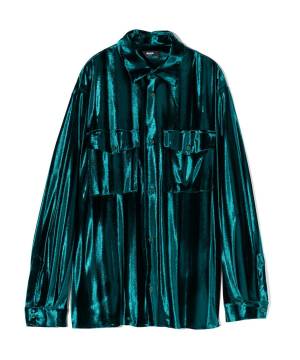 【予約商品】glamb(グラム) GB0424/SH08 : Glamorous Shade Velour Shirt / グラマラスシェイドベロアシャツ - Green