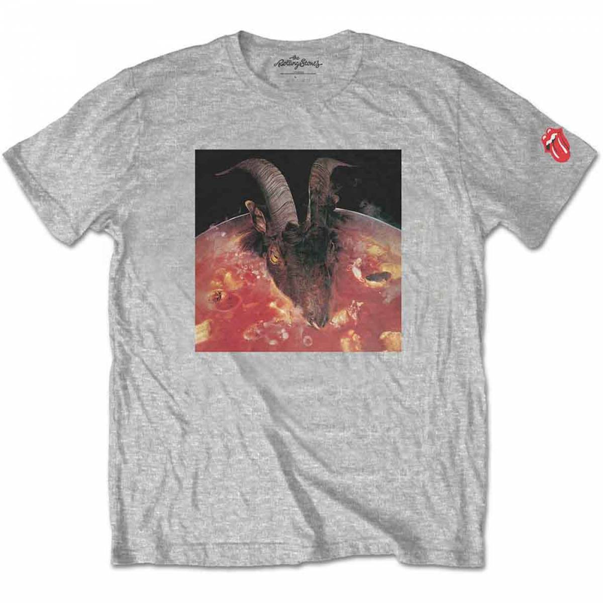【予約商品】THE ROLLING STONES バンドTシャツ ユニセックス: Goats Head Soup (Grey) (Sleeve Print) - GREY