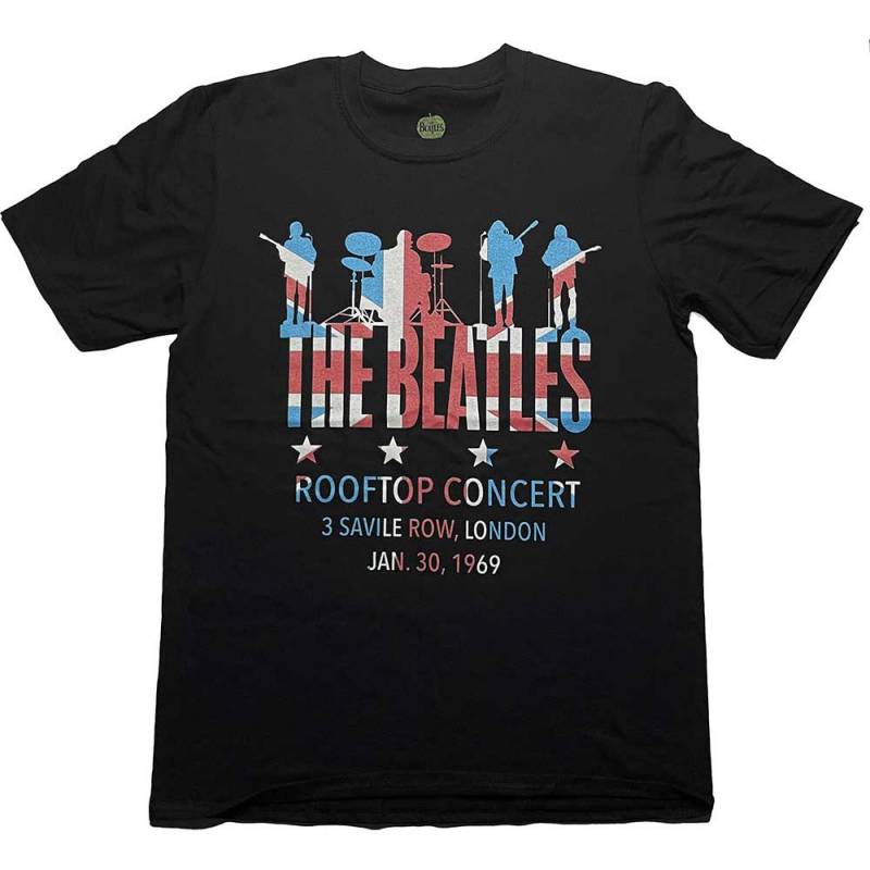 【予約商品】THE BEATLES バンドTシャツ ユニセックス: Rooftop Flag (Black)