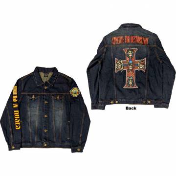 【予約商品】GUNS N' ROSES Unisex Denim Jacket: Appetite For Destruction (Denim Blue) (Back & Sleeve Print) - DENIM BLUE