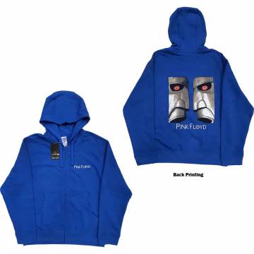 【予約商品】PINK FLOYD Unisex Zipped Hoodie: Metal Heads Close Up (Blue) (Back Print) - BLUE