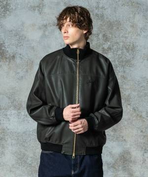 【予約商品】glamb(グラム)GB0325/JKT10 : Synth Leather Track Jacket / シンセレザートラックジャケット - Khaki