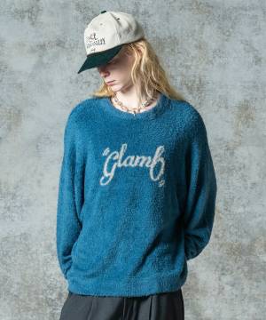 【予約商品】glamb(グラム)GB0325/KNT06 : Spin Logo Shaggy Knit / スピンロゴシャギーニット - Blue