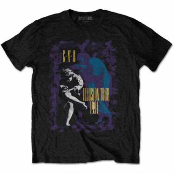 【予約商品】GUNS N' ROSES バンドTシャツ ユニセックス: Illusion Tour '91 (Black) - BLACK