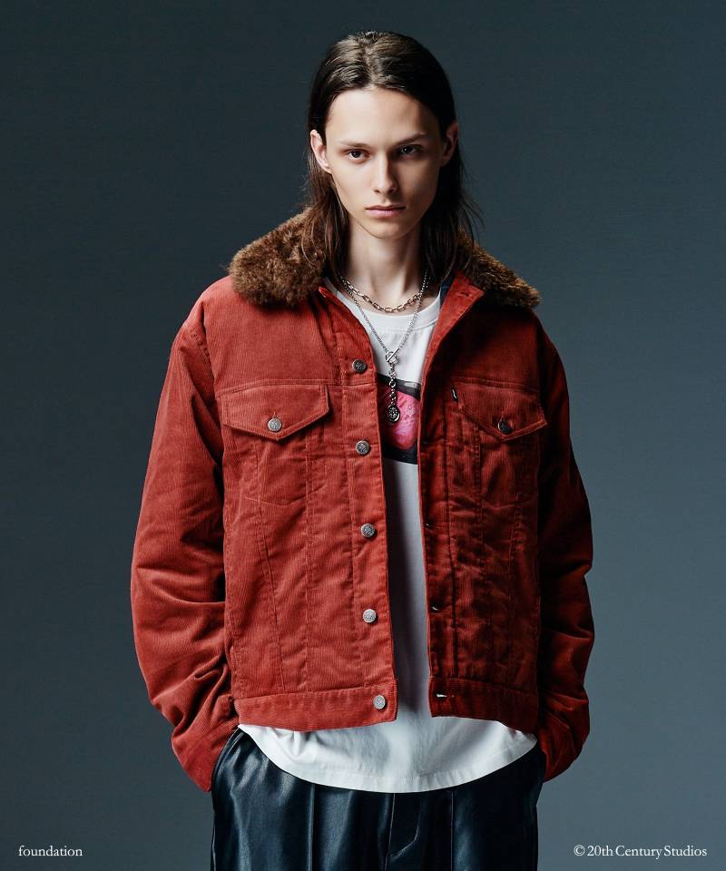 【予約商品】glamb(グラム) Fur Corduroy Jacket / ファーコーデュロイジャケット - Red