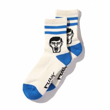 【予約商品】PUNK DRUNKERS (パンクドランカーズ) あいつライン靴下 2nd - WHITE/BLUE
