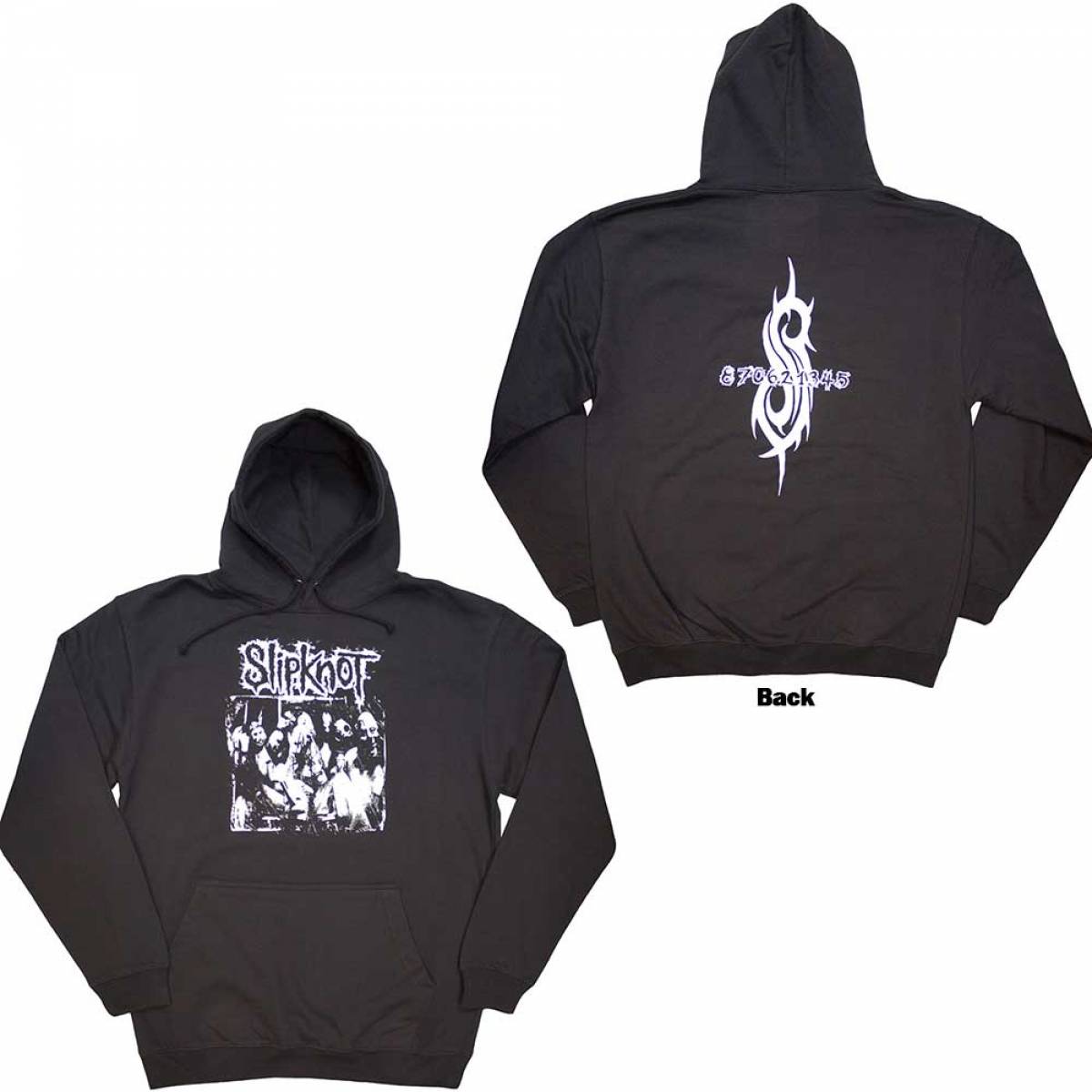 【予約商品】SLIPKNOT Unisex Pullover Hoodie: Album Splatter (Charcoal Grey) (Back Print) - CHARCOAL GREY