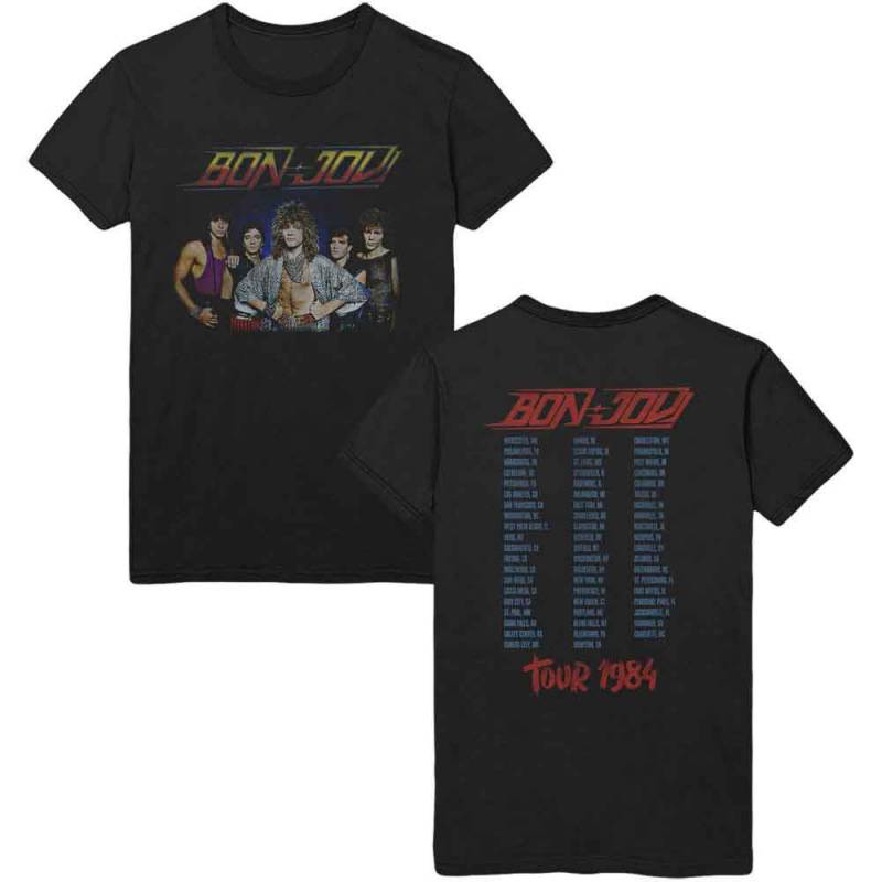 【予約商品】BON JOVI バンドTシャツ ユニセックス: Tour '84 (Black) (Back Print)