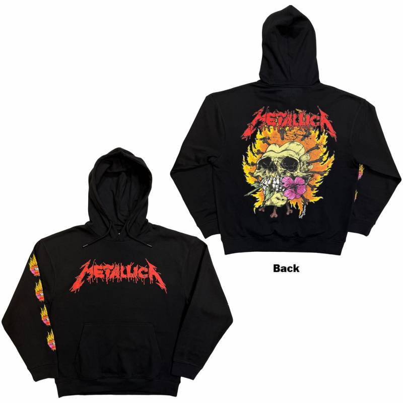 【予約商品】METALLICA Unisex Pullover Hoodie: Flower Skull (Black) (Back Print)
