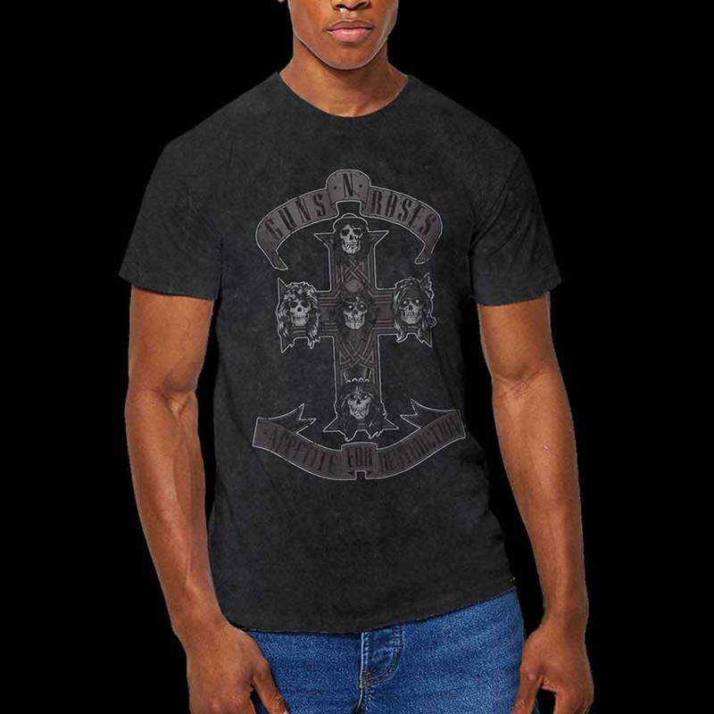 【予約商品】GUNS N' ROSES バンドTシャツ ユニセックス: Monochrome Cross (Dip-Dye On Black) (Wash Collection)