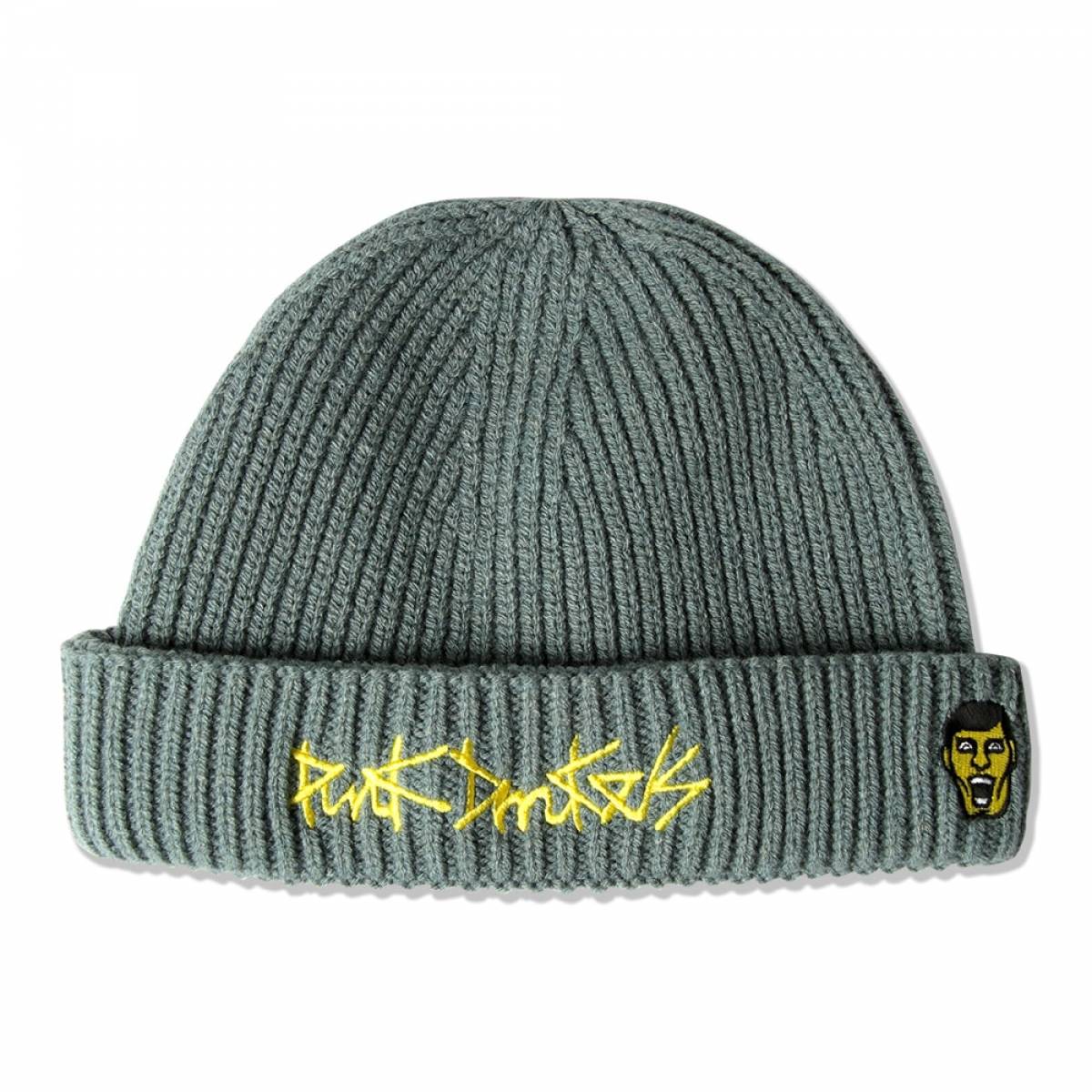 【予約商品】PUNK DRUNKERS (パンクドランカーズ) ペンで描いた様なロゴのニットCAP - S.GREEN
