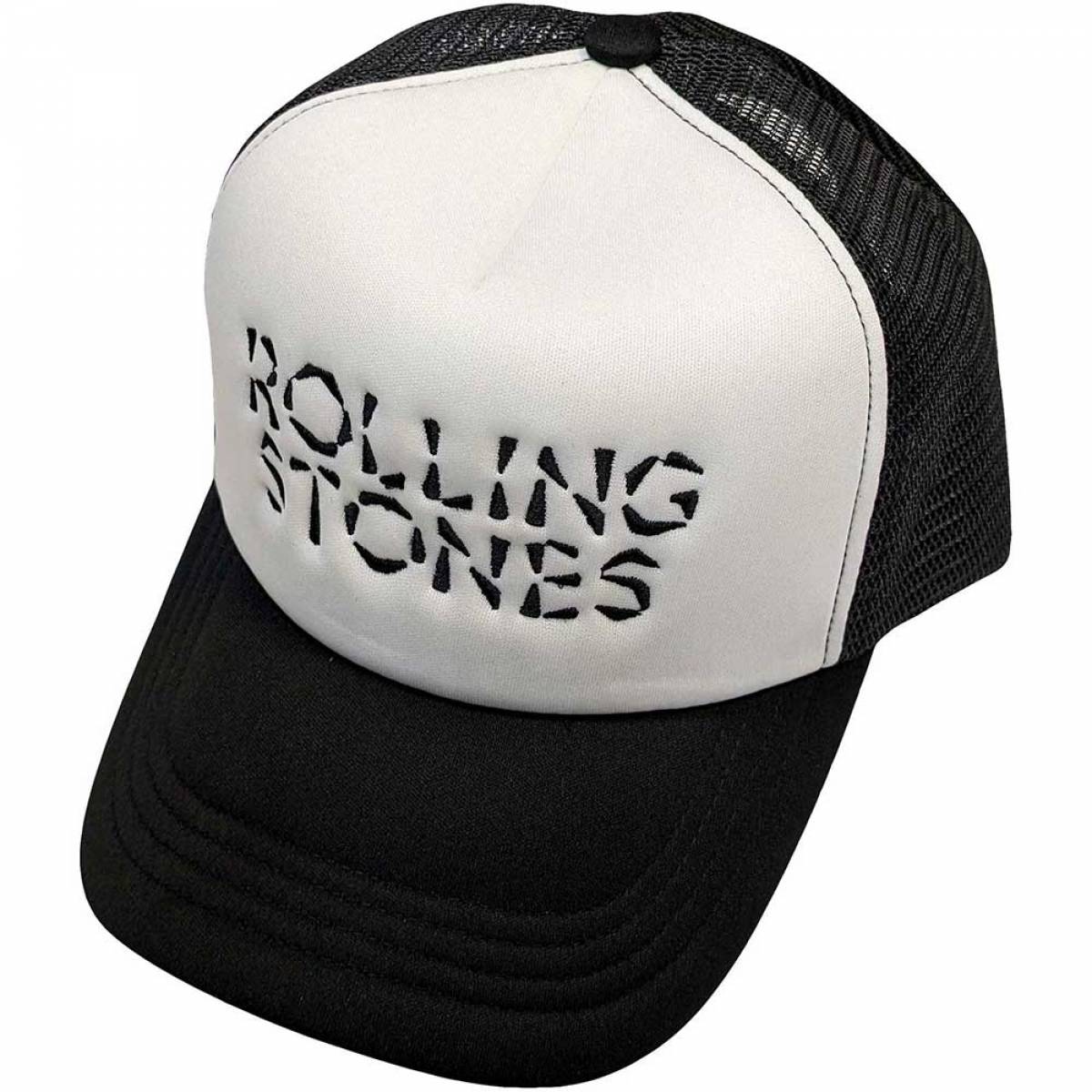 【予約商品】THE ROLLING STONES Unisex Mesh Back Cap: Hackney Diamonds Logo (Black & White) - BLACK & WHITE