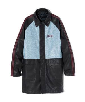 【予約商品】glamb(グラム) GB0424/JKT06 : Synth Leather Line Coat / シンセレザーラインコート - Blue