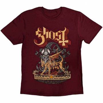 【予約商品】GHOST バンドTシャツ ユニセックス: Firemilk (Maroon Red) - MAROON RED