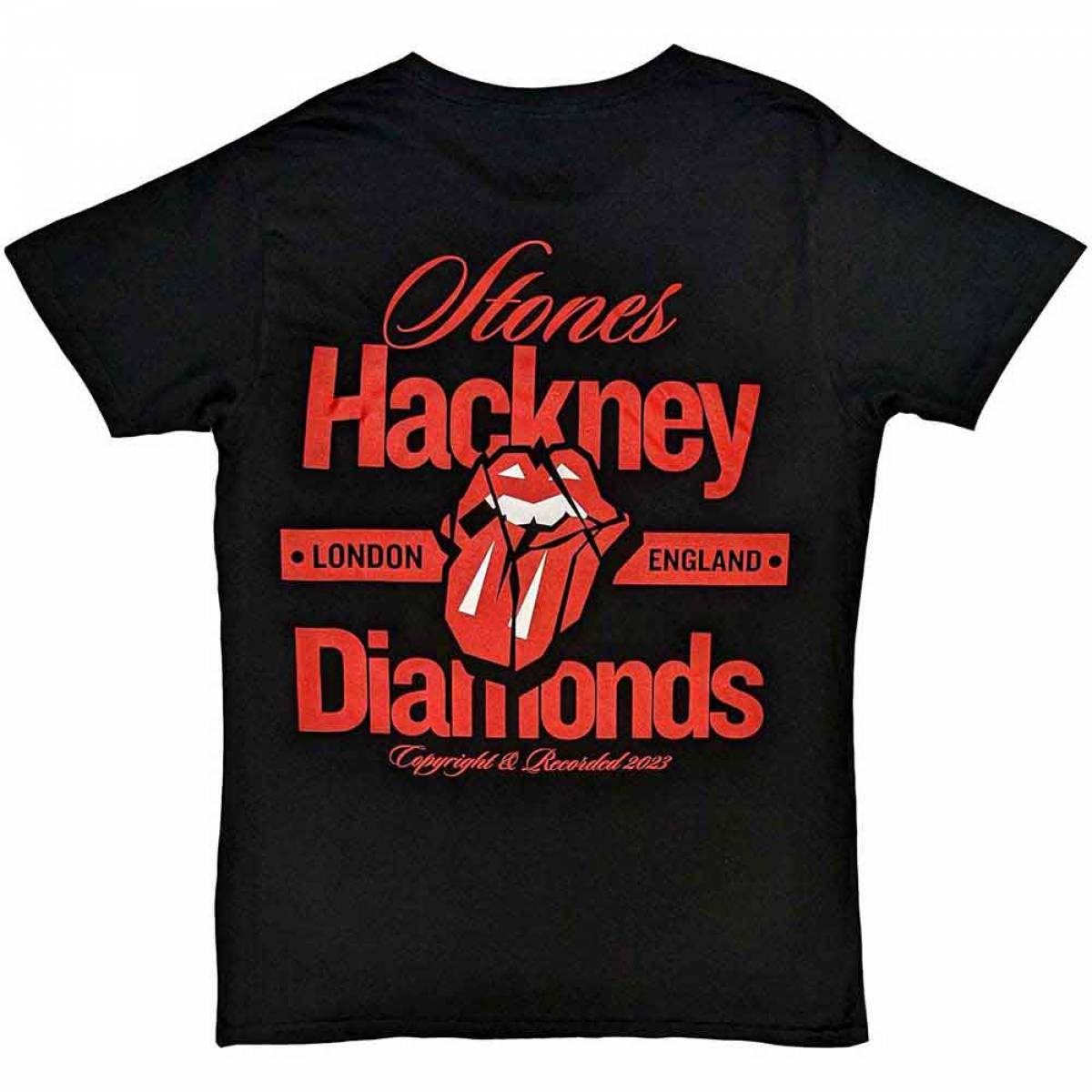 【予約商品】THE ROLLING STONES バンドTシャツ ユニセックス: Hackney Diamonds Hackney London (Black) (Back Print) - BLACK