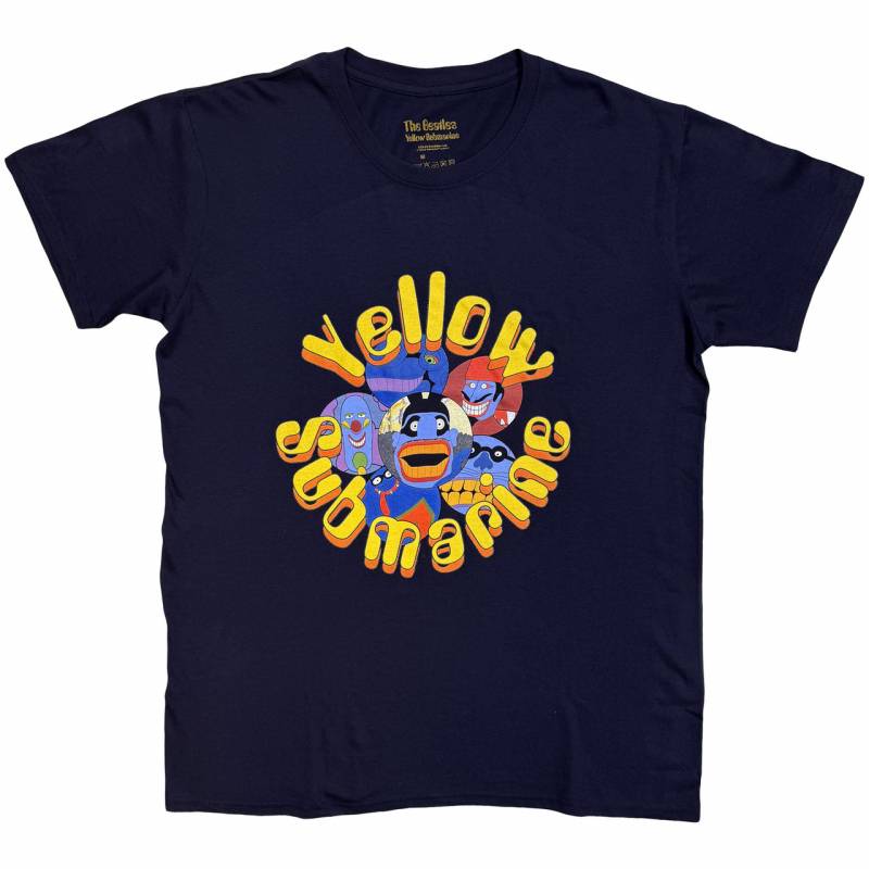 【予約商品】THE BEATLES バンドTシャツ ユニセックス: Yellow Submarine Baddies (Navy Blue)