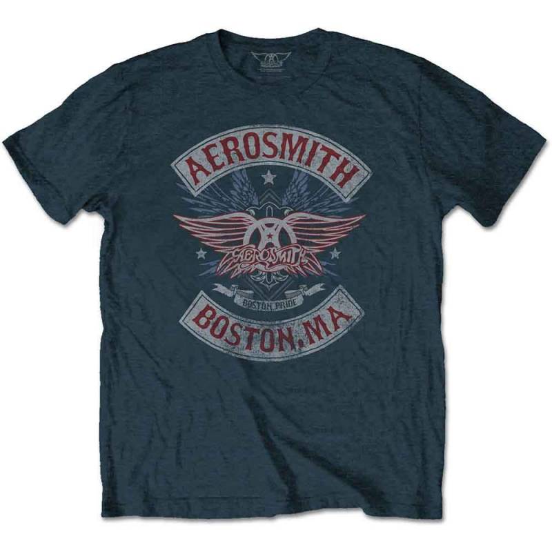 【予約商品】AEROSMITH バンドTシャツ ユニセックス: Boston Pride (Denim Blue)