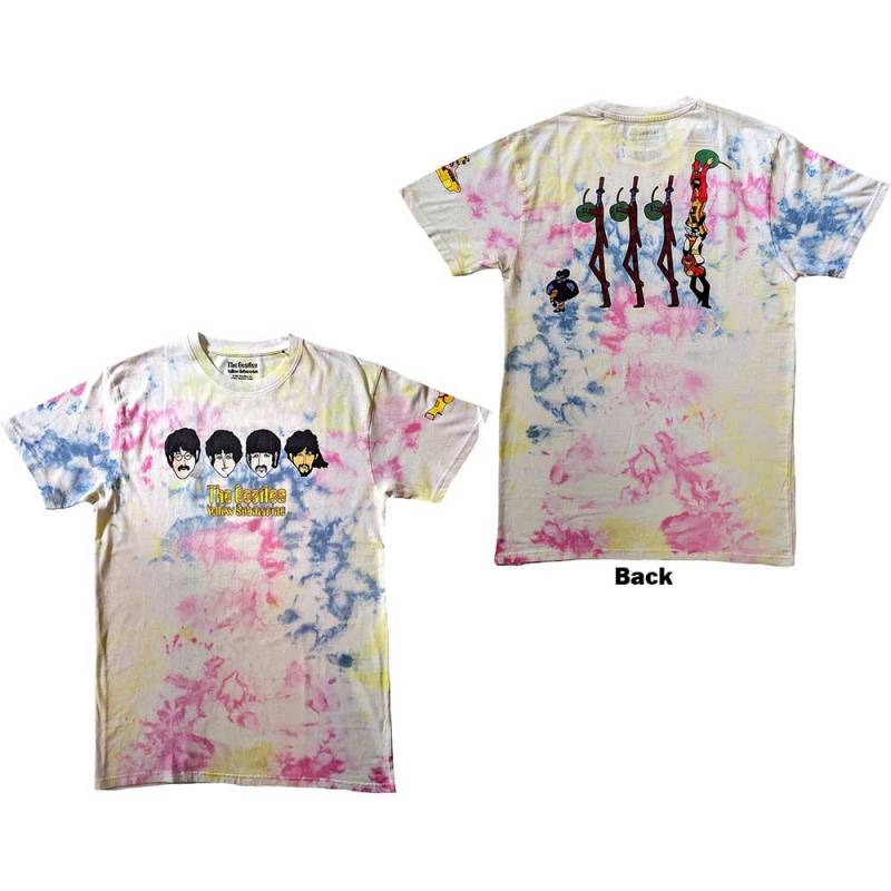 【予約商品】THE BEATLES バンドTシャツ ユニセックス: Yellow Submarine Heads & Apple Bonkers (White) (Back Print & Wash Collection)