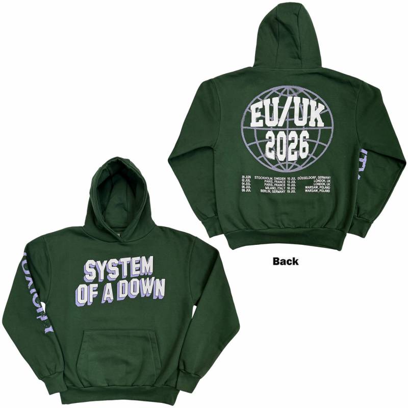 【予約商品】SYSTEM OF A DOWN Unisex Pullover Hoodie: Hollywood Logo Tour '26 (Green) (Back Print & Ex-Tour)